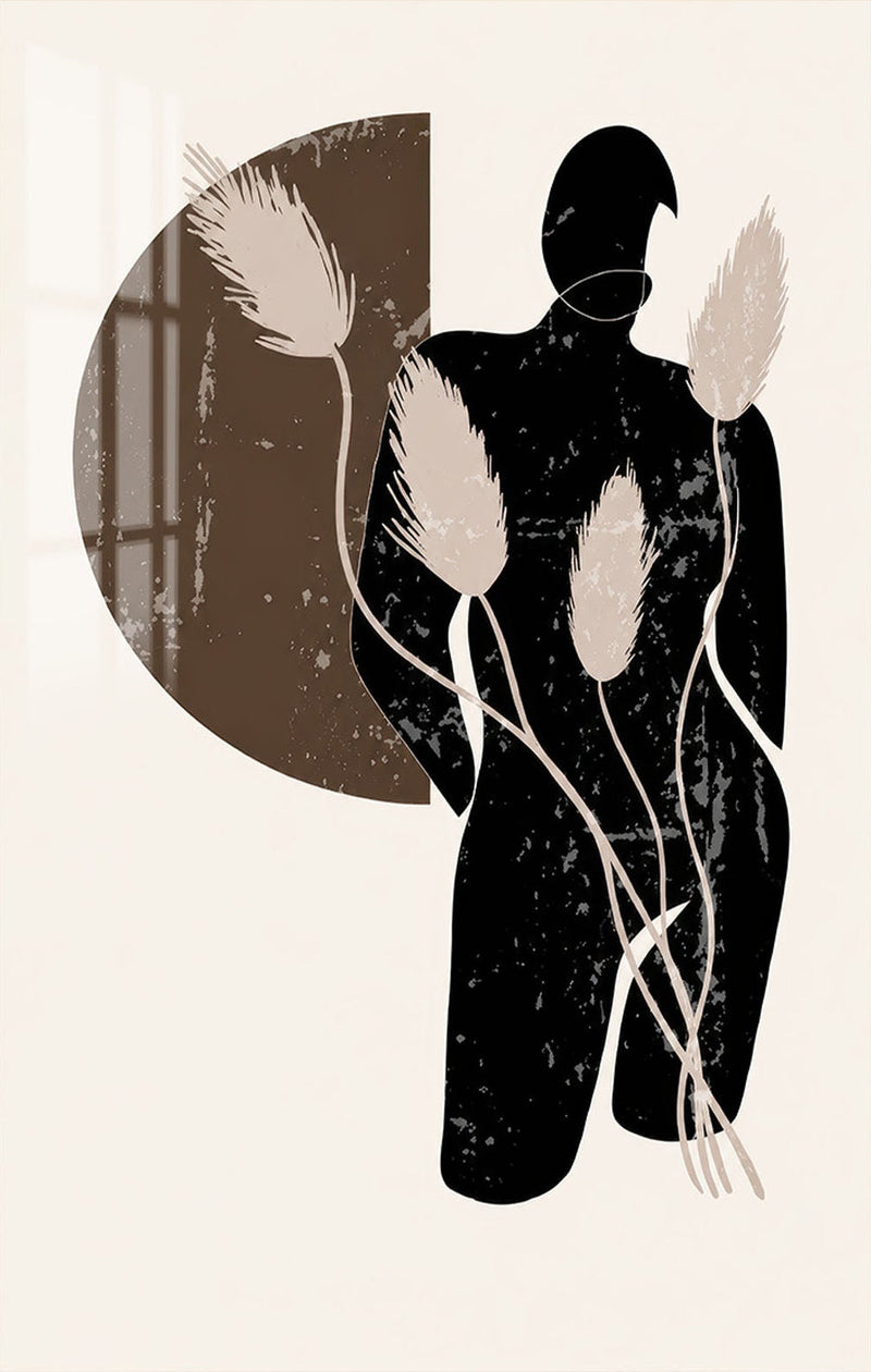 Figure Among Reeds Glass Wall Art