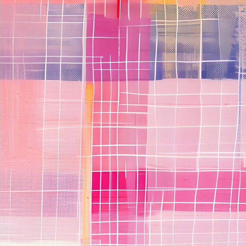 Pink Grid II - Abstract Tempered Glass Wall Art