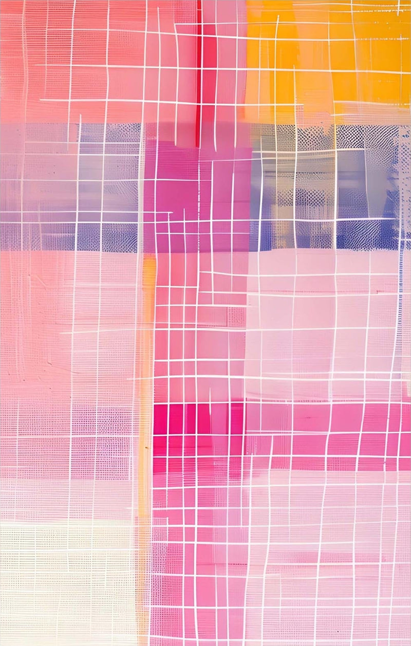 Pink Grid II - Abstract Tempered Glass Wall Art
