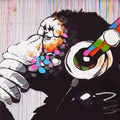 Artronauts Art Glass Print Music And Monkey - Banksy