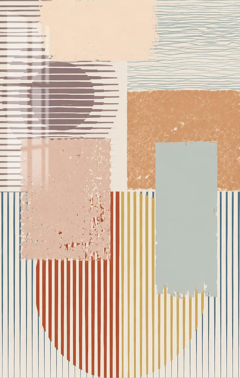 Pastel Geometric Rhythm Glass Wall Art