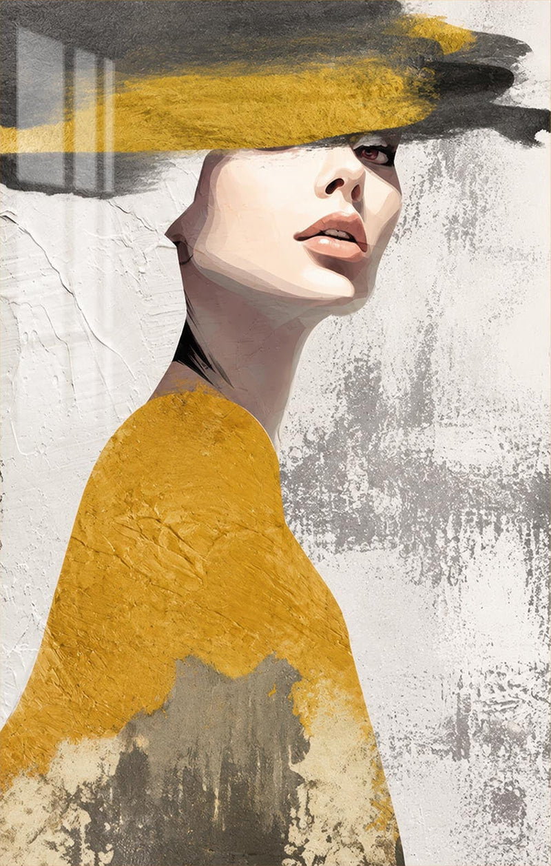 Woman In Ochre Glass Wall Art