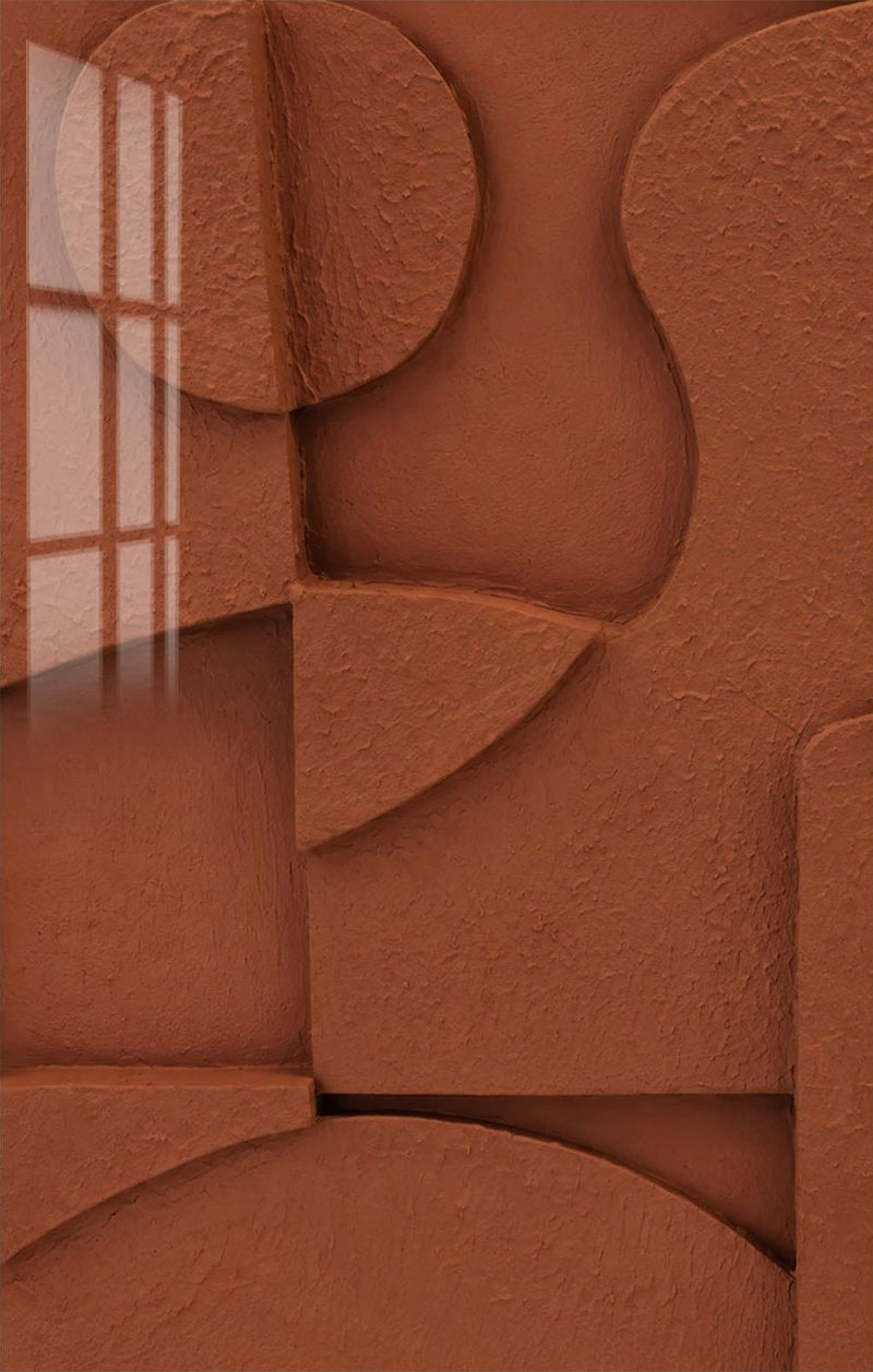 Terracotta Relief Forms Glass Wall Art