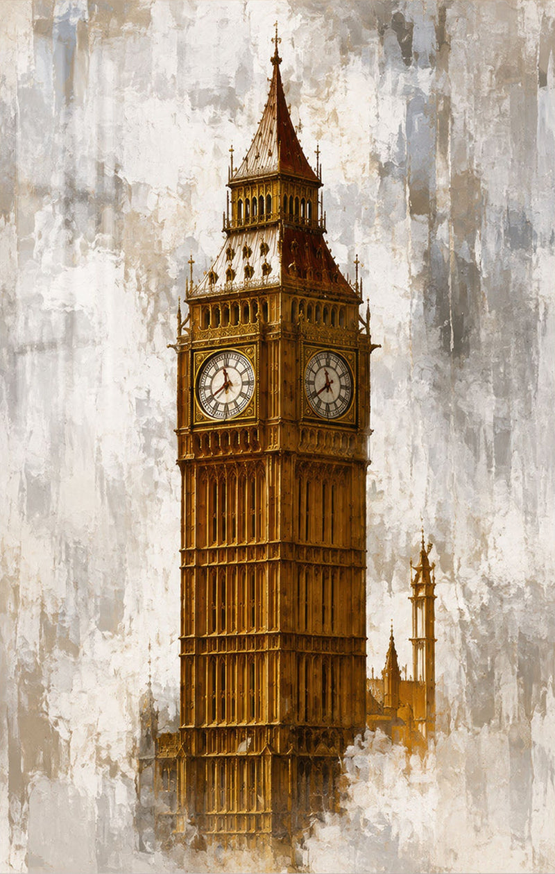 Golden Big Ben Glass Wall Art
