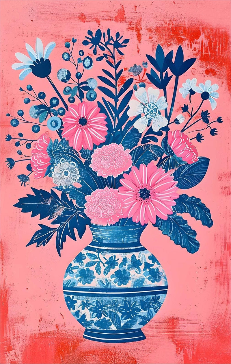 Floral Vase-Abstract Tempered Glass Wall Art