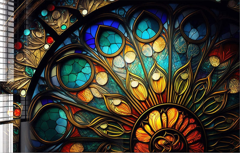 Artronauts Glass Print Colourful Slice Stained Glass Effect