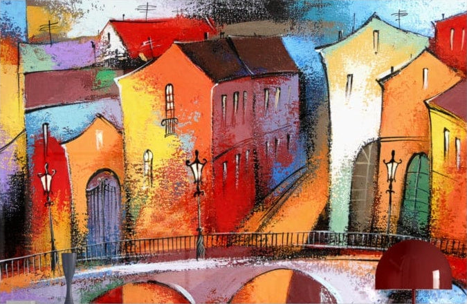 Artronauts Glass Print Colourful Town