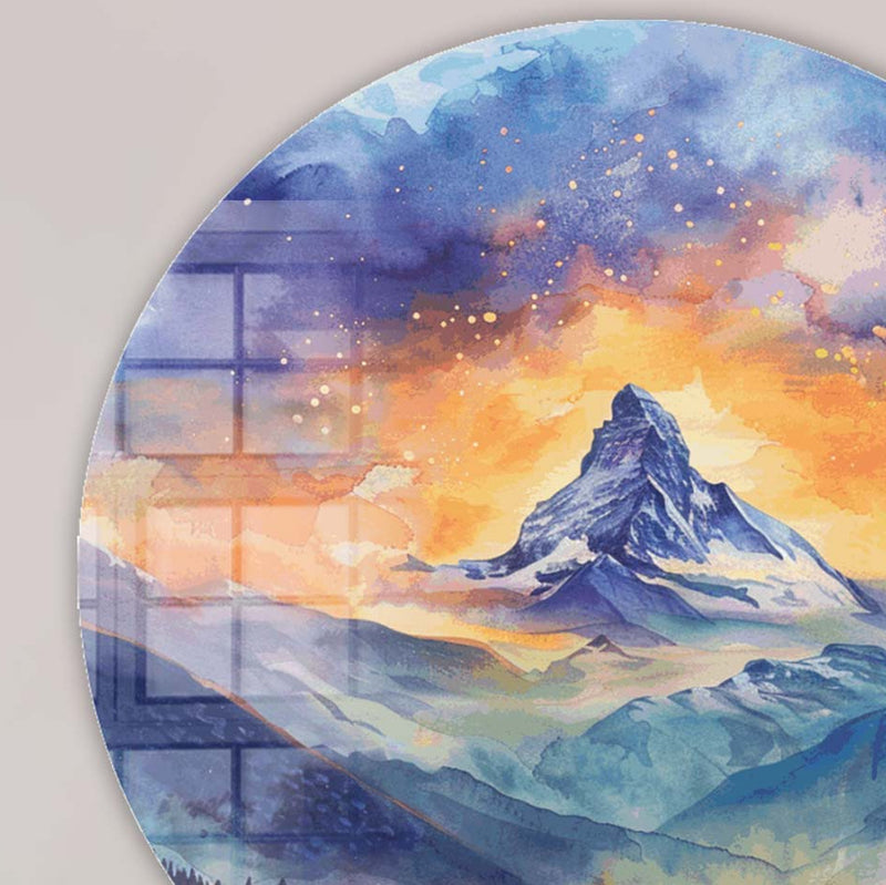 Peak on Clouds - Rounded Glass Wall Art