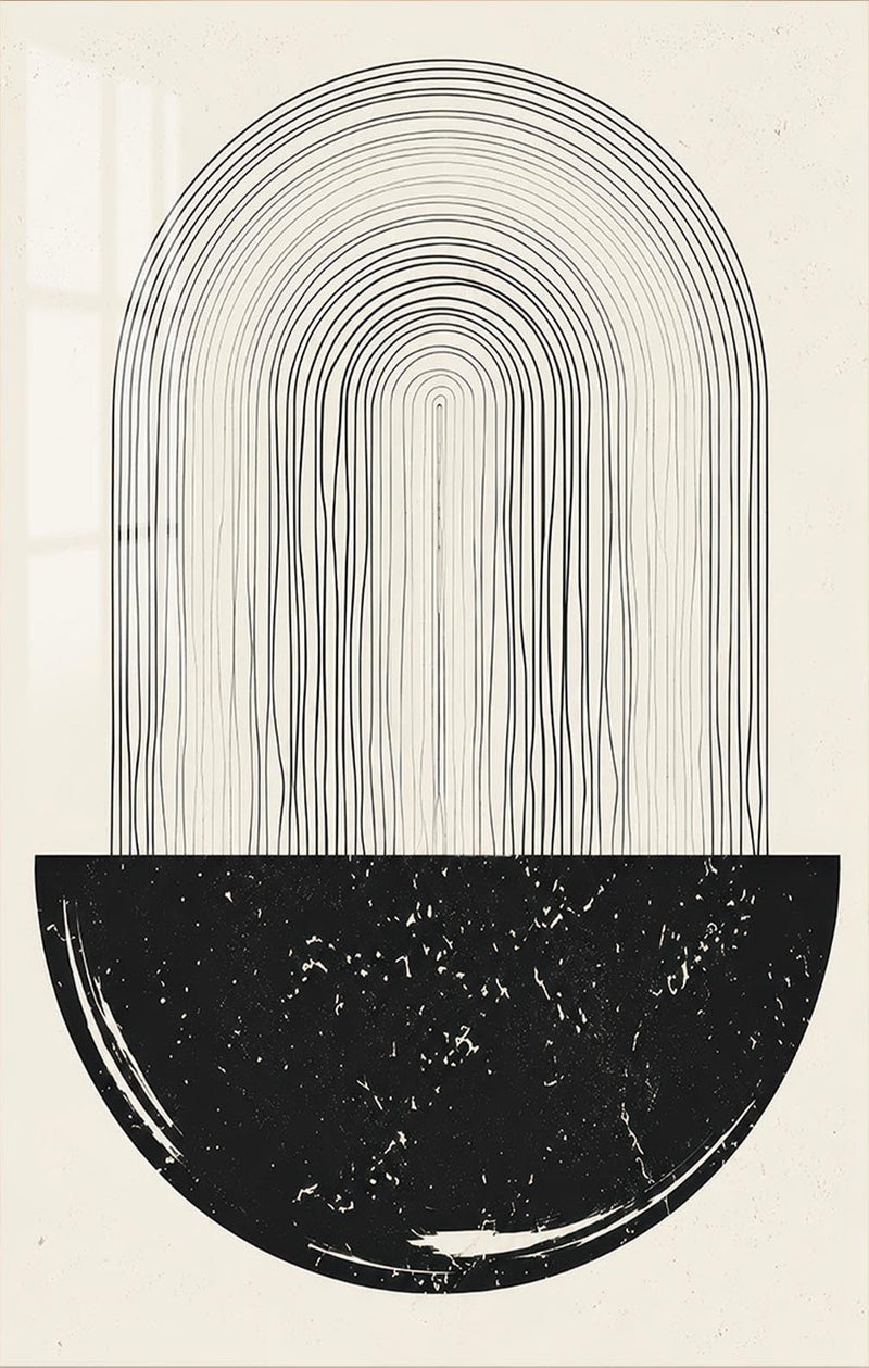 Monochrome Arch Cascade Glass Wall Art