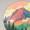 Mountains Illustration - Rounded Glass Wall Art