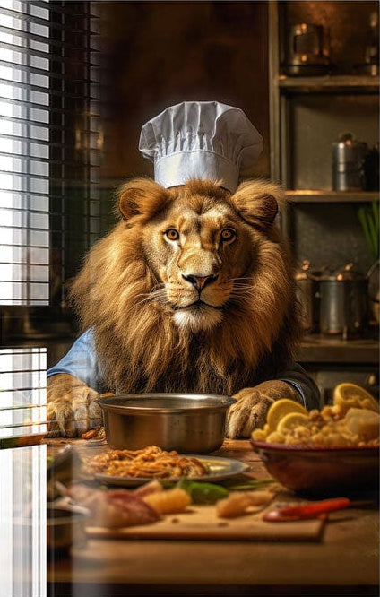 Artronauts Glass Print Chef Lion