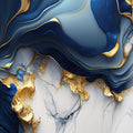 Artronauts Glass Print Golden & Blue Abstract