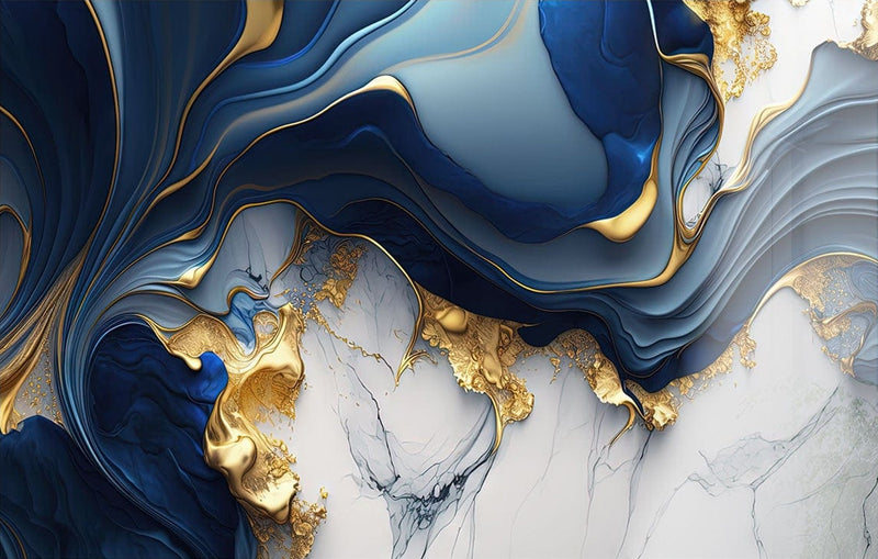 Golden & Blue Abstract