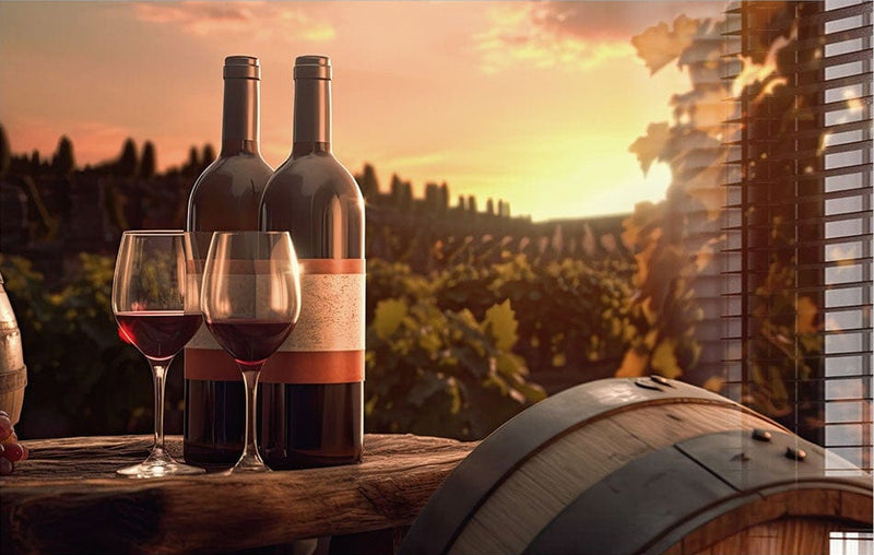 Artronauts Glass Print Red Wine & Sunset
