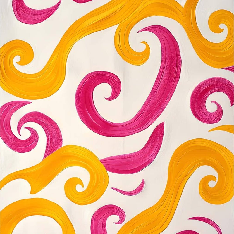 Pink&Yellow Swirls - Abstract Tempered Glass Wall Art