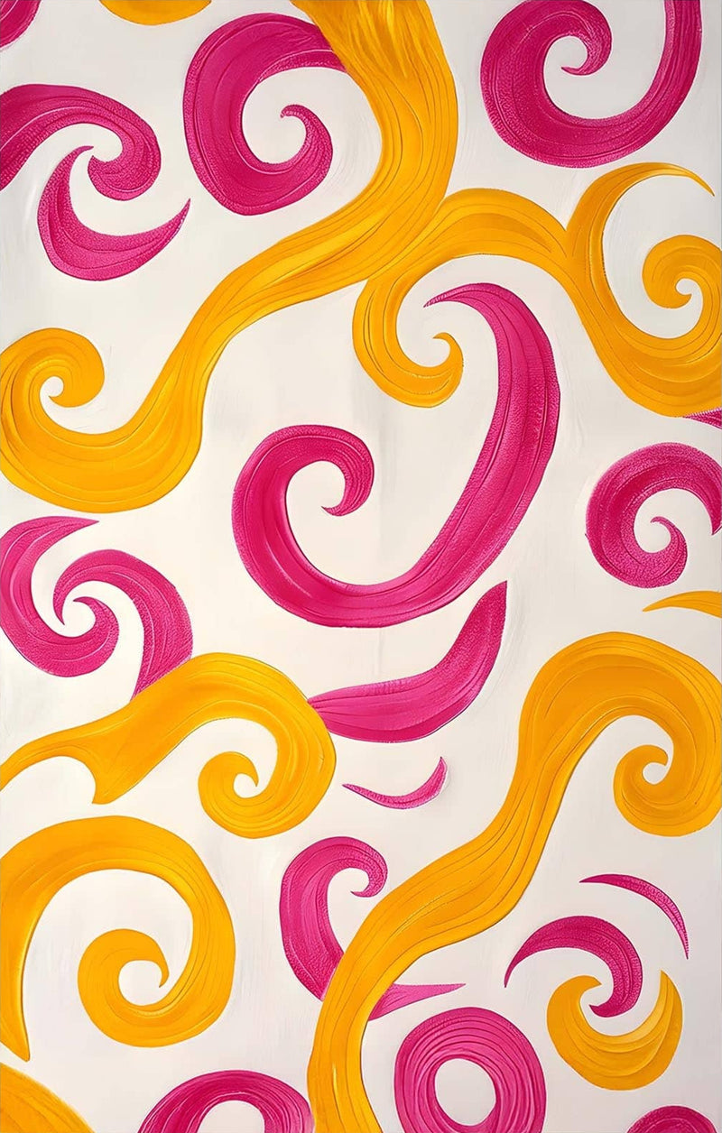 Pink&Yellow Swirls - Abstract Tempered Glass Wall Art