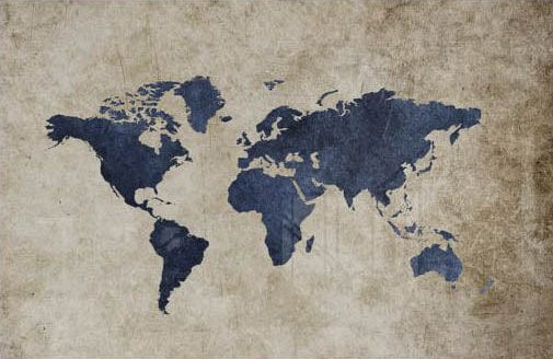 Beige & Blue World Map