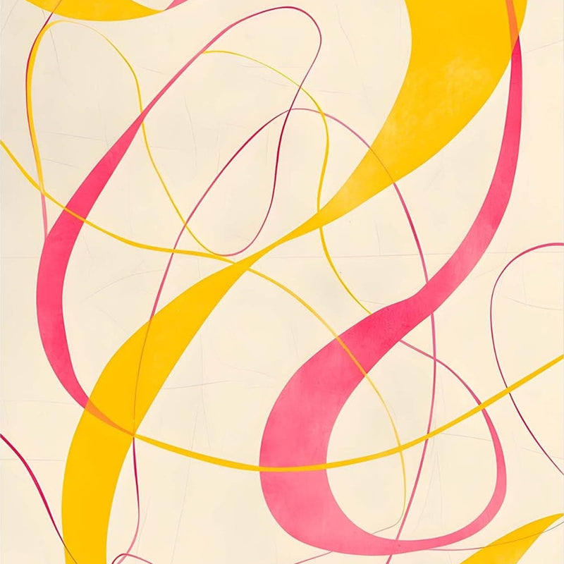 Yellow&Pink Curves -Abstract Tempered Glass Wall Art