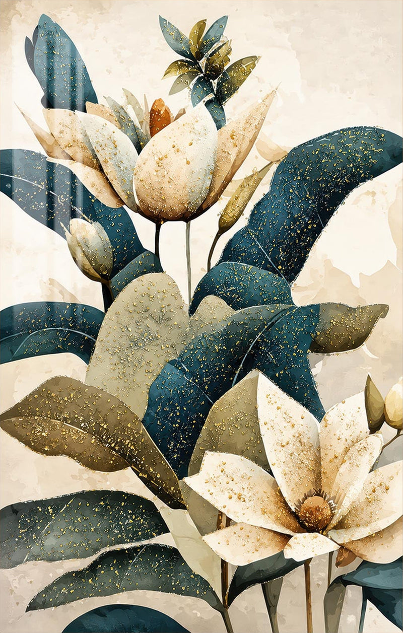 Midnight Magnolia Garden Glass Wall Art