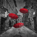 Artronauts Art Glass Print Red Umbrellas