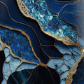 Artronauts Glass Print Golden Veined Blue Abstract