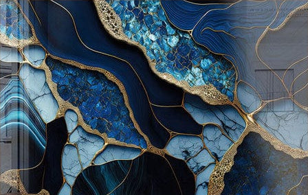Golden Veined Blue Abstract