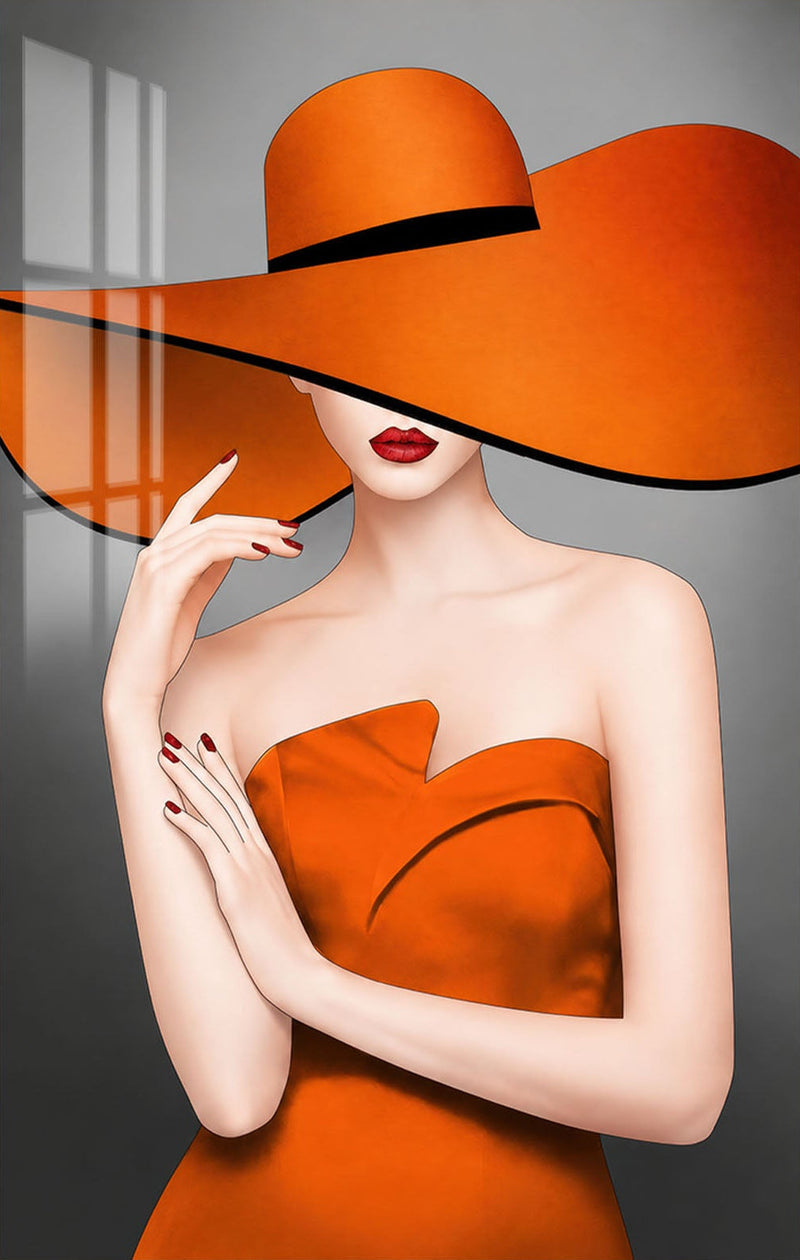 Lady in Orange Glass Wall Art