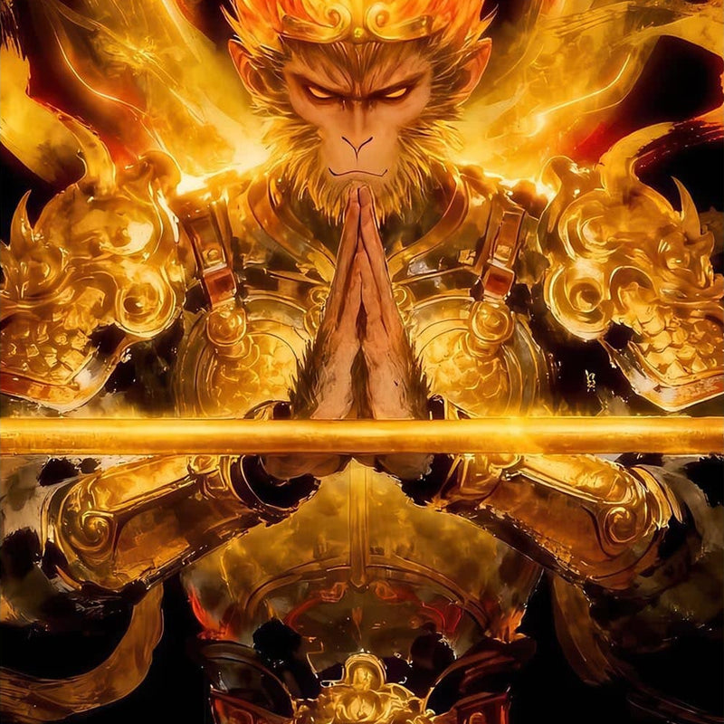 Golden Hanuman- Tempered Glass Wall Art