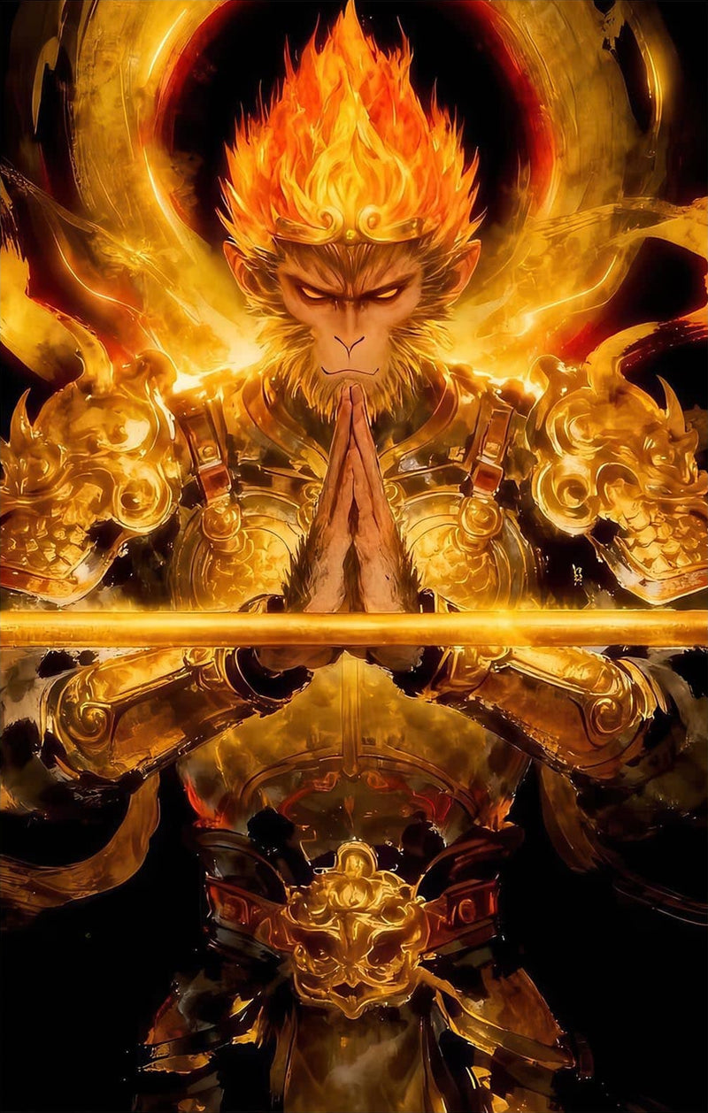 Golden Hanuman- Tempered Glass Wall Art