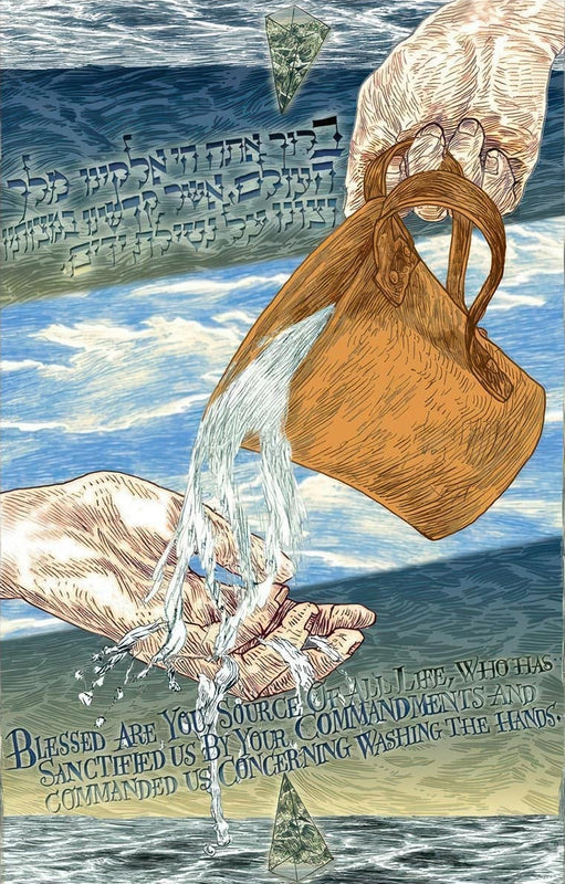 Washing of Hands- Judaism Tempered Glass Wall Art