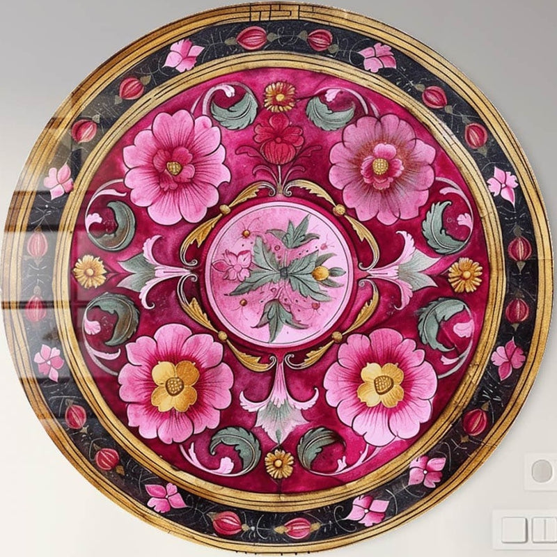 Vintage Floral - Rounded Glass Wall Art