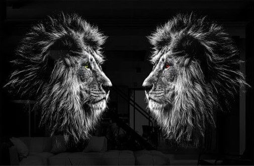 Artronauts Glass Print Double Lion