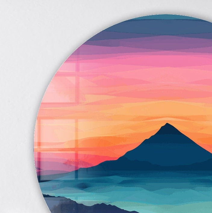 Layers of Sunset - Rounded Glass Wall Art