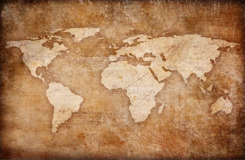 Artronauts Art Glass Print Aged World Map