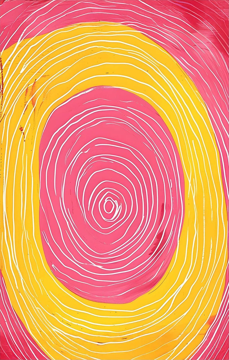 Abstract Pink & Yellow Spiral- Tempered Glass Wall Art