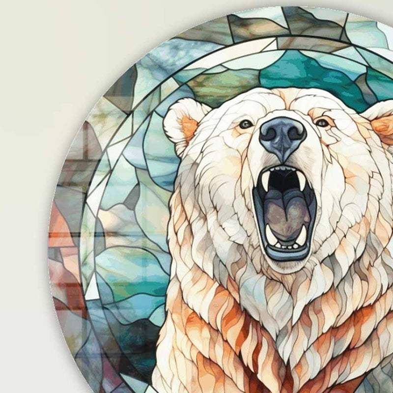 Stained Bear II - Rounded Glass Wall Art