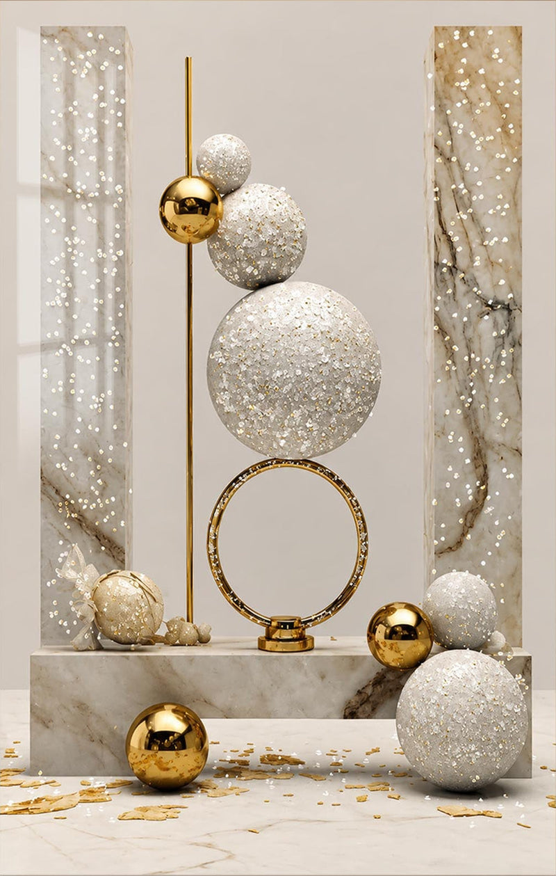 Golden Orb Balance Glass Wall Art