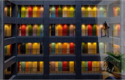 Artronauts Glass Print Colourful Doors