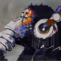 Artronauts Glass Print Banksy Thinking Chimp w Headphones