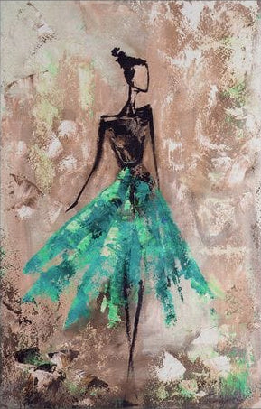 Artronauts Glass Print Woman Painting Green