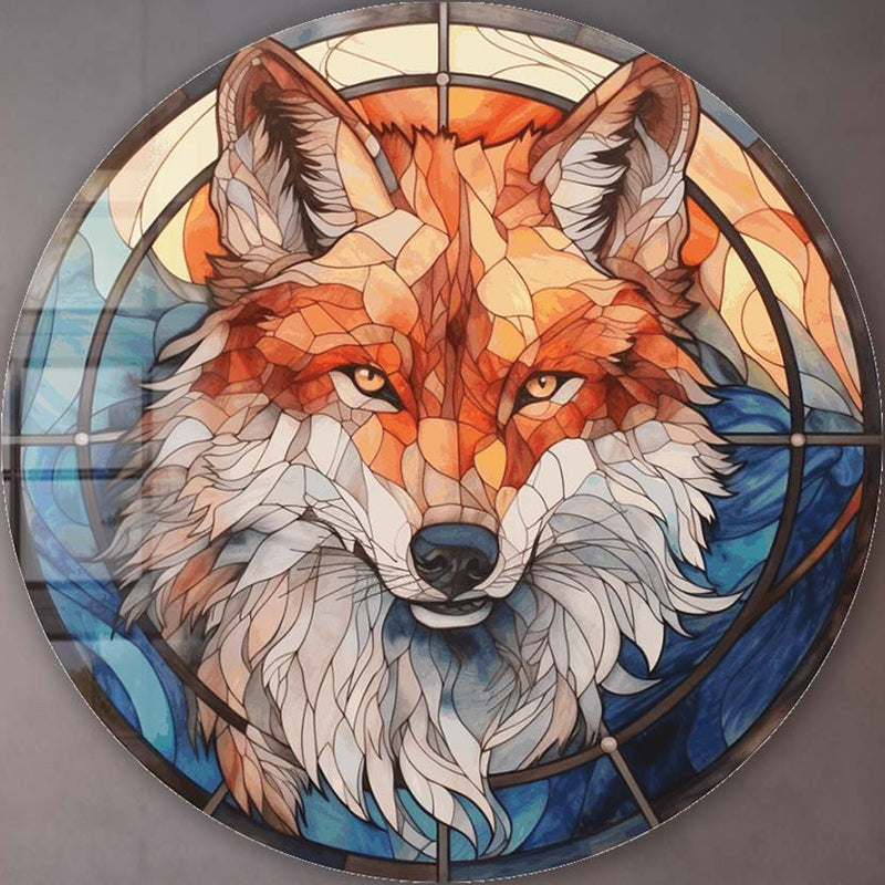 Stained Wolf - Rounded Glass Wall Art