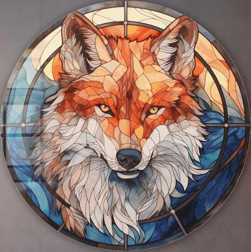 Stained Wolf - Rounded Glass Wall Art