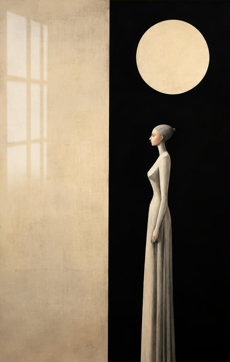 Woman Under The Moon Glass Wall Art