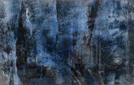 Artronauts Art Glass Print Abstract Black & Blue