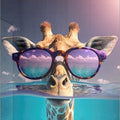 Artronauts Glass Print Giraffe on Holiday