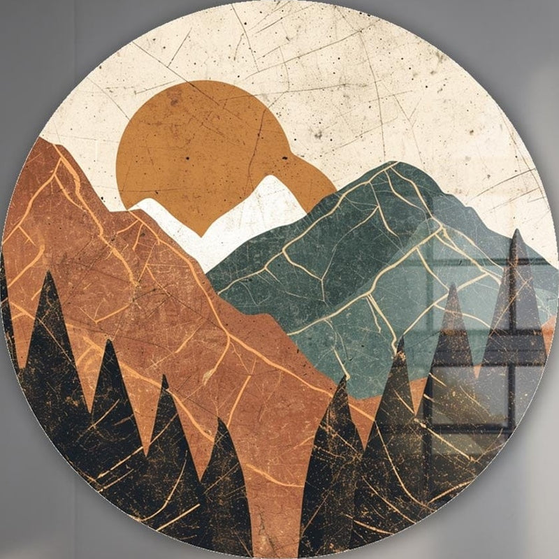 Brown Mountains - Rounded Glass Wall Art