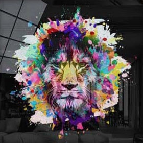 Artronauts Art Glass Print Colourful Lion