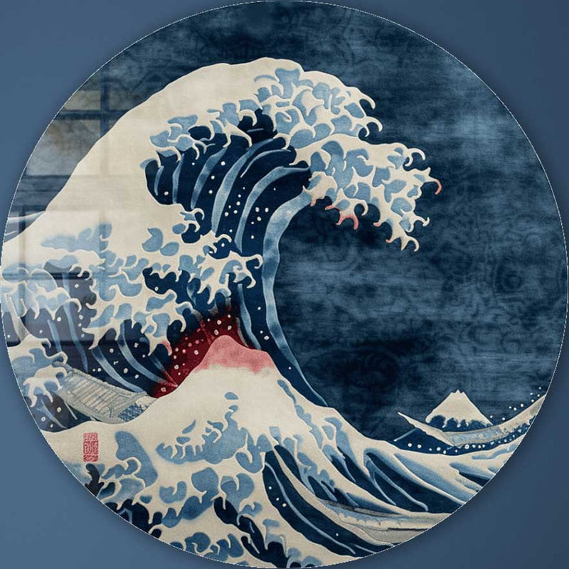 Kanagawa Waves - Rounded Glass Wall Art