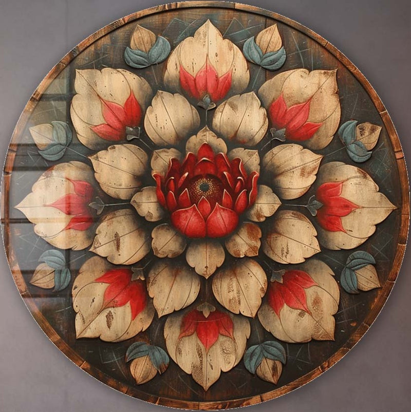 Vintage Rose - Rounded Glass Wall Art