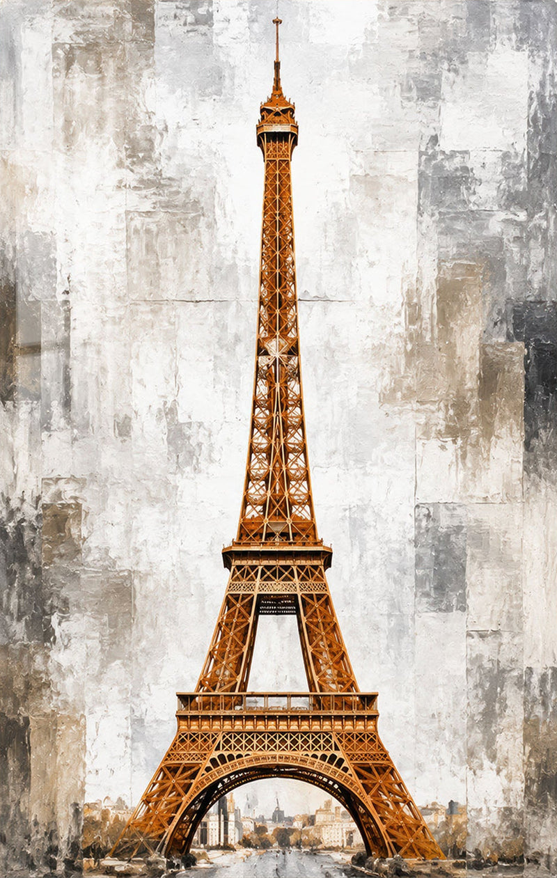 Golden Eiffel Tower Glass Wall Art